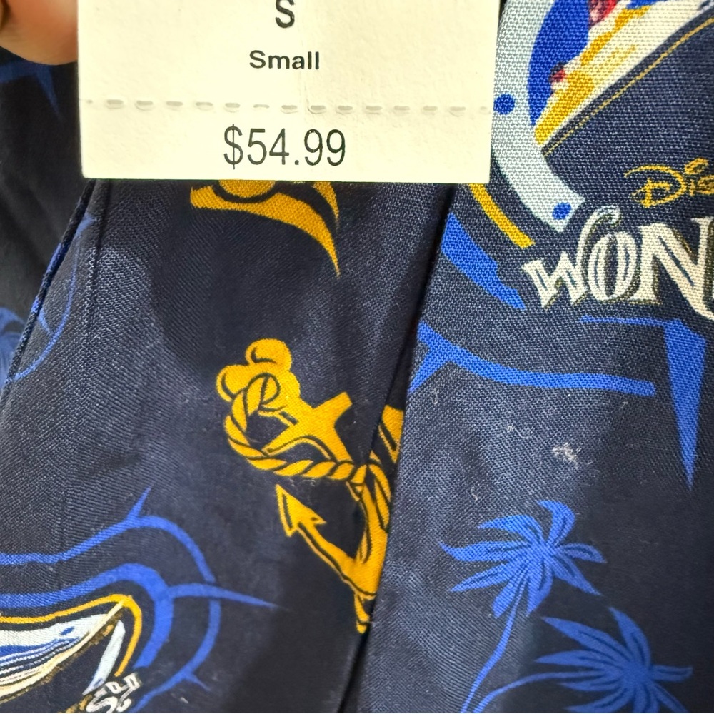 Disney Cruise Line Navy & Gold Front Tie Button Down Women Shirt Size Small NWT - Picture 6 of 6